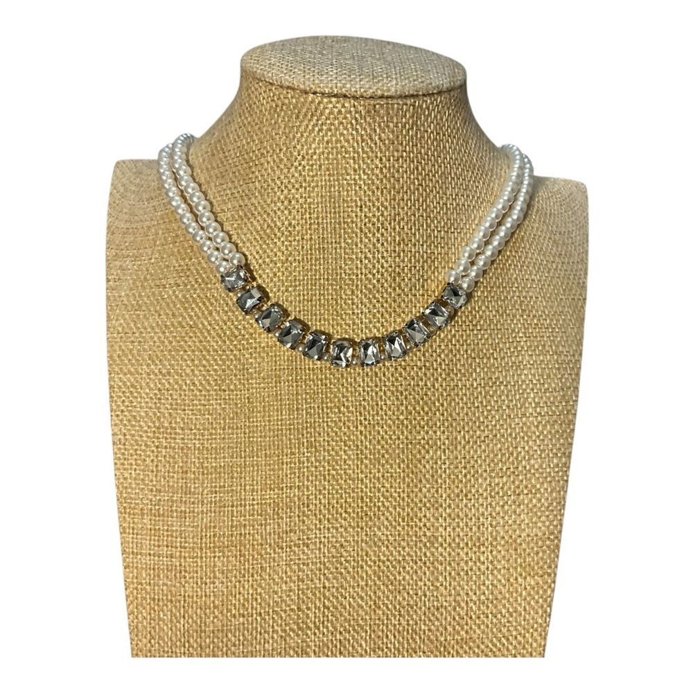 Laundry by Shelli Segal imitation pearl necklace with rhinestones NWT